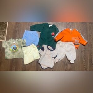Baby Clothing Set with Green, Blue, and Orange Pieces